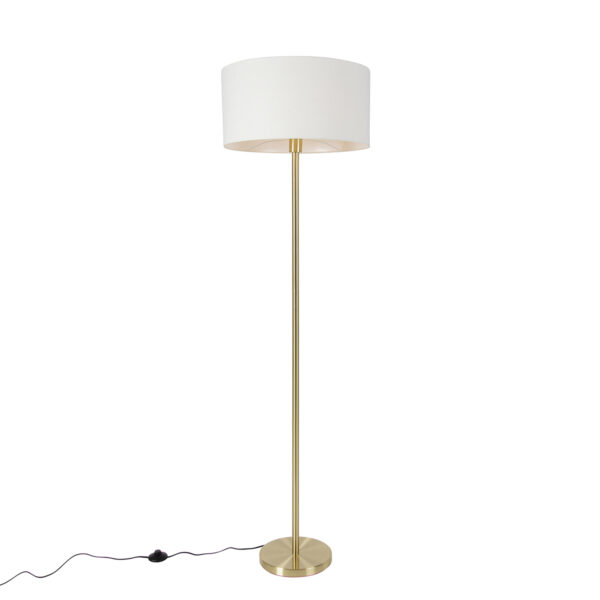 Floor lamp brass with shade white 50 cm - Simplo