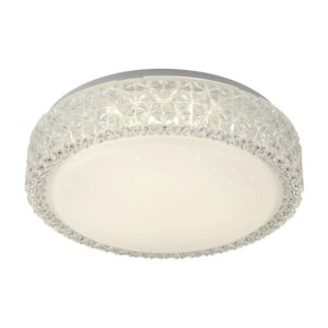 Leo LED Flush Ceiling Light In White And Clear