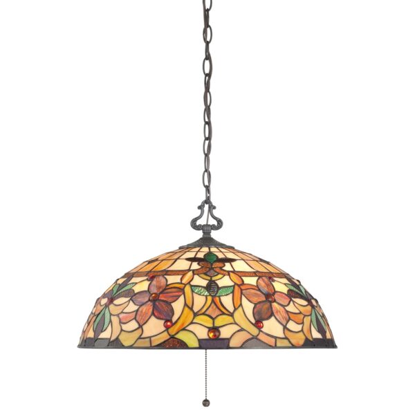 QZ-KAMI-P Kami Tiffany Bronze 3 Light Ceiling Pendant