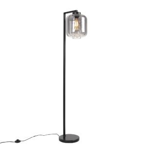 Smart floor lamp black with smoke glass incl. WiFi ST64 – Qara Down