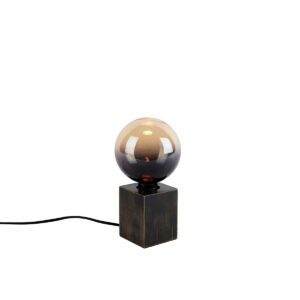 Rustic Table Lamp Wood Black Incl. Dimmable G125 LED – Bloc