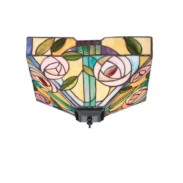 Interiors 1900 70699 Willow Tiffany Medium 2 Light Flush Ceiling Light In Bronze