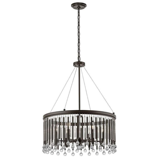 KL/PIPER/6P Piper 6 Light Ceiling Pendant Chandelier In Espresso Finish