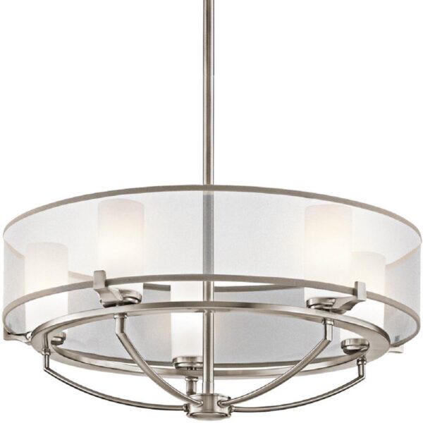 KL/SALDANA3 Saldana 3 Light Pewter Chandelier with Soft Shades