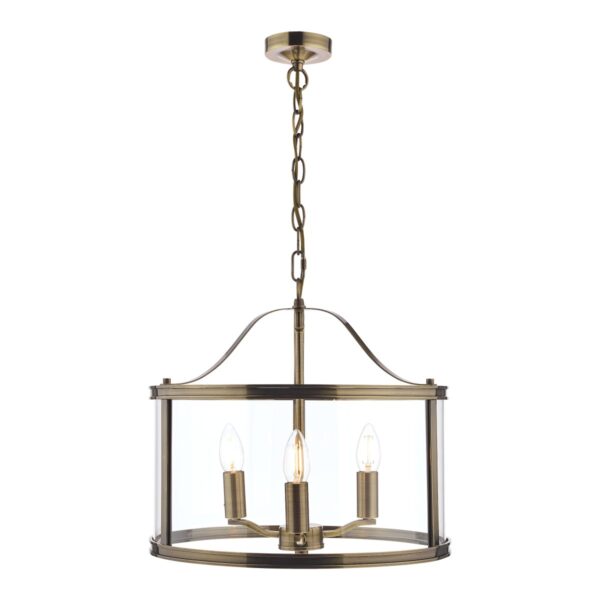 Laura Ashley Harrington 3 Light Ceiling Lantern In Antique Brass Finish