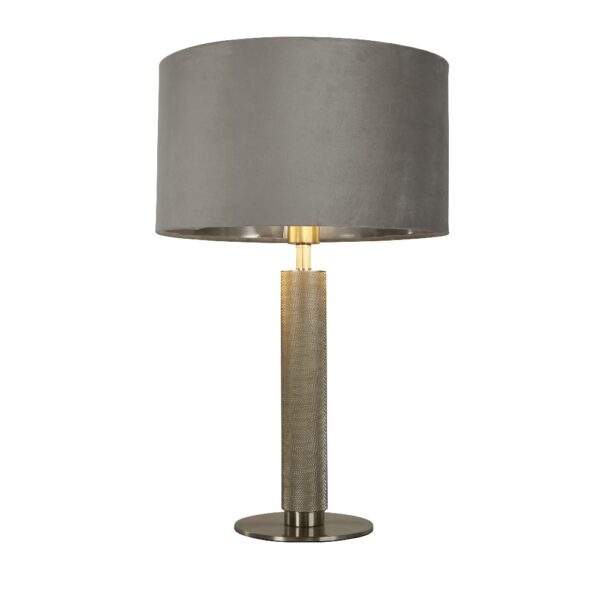 London Grey Velvet Shade Table Lamp In Satin Silver