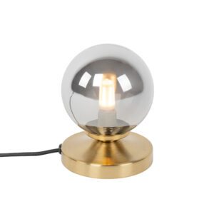 Modern table lamp gold with smoke glass – Athens