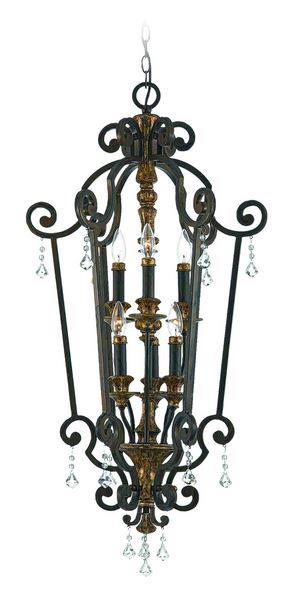 QZ/MARQUETTE6/B 6 Light Crystal Drop Heirloom Chandelier