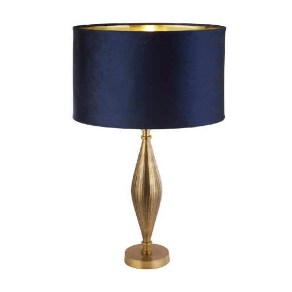 Rye Navy Velvet Shade Table Lamp In Antique Brass