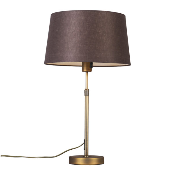 Table lamp bronze with shade brown 35 cm adjustable - Parte