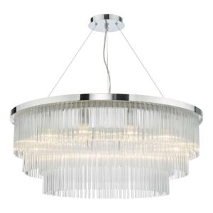 Dar Lighting Alpheios 12 Light Glass Layered Chandelier In Stainless Steel Finish ALP1244