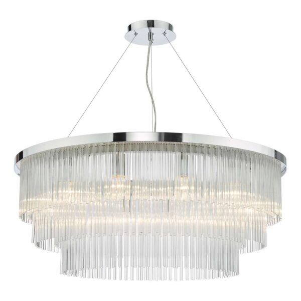 Dar Lighting Alpheios 12 Light Glass Layered Chandelier In Stainless Steel Finish ALP1244