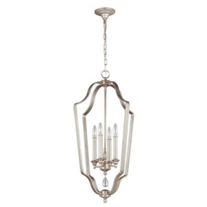 FE/DEWITT/4P Dewitt 4 Light Foyer Chandelier Ceiling Light In Sunrise Silver