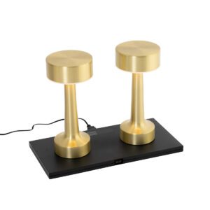 Set of 2 Gold RGBW Rechargeable Table Lamps – Isobel