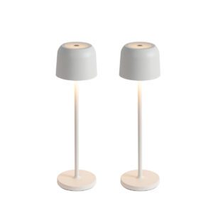 Set of 2 Mushroom Table Lamps Off-White Incl. Charging Station – Raika