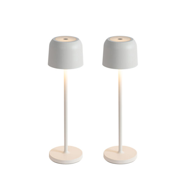 Set of 2 Mushroom Table Lamps Off-White Incl. Charging Station - Raika