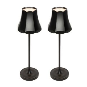 Set of 2 Retro Table Lamps Black Rechargeable IP44 – Granny