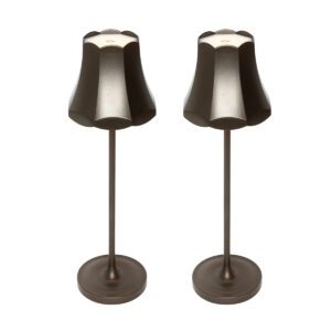 Set of 2 Retro Table Lamps Dark Bronze Rechargeable IP44 – Granny