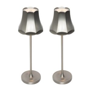 Set of 2 Retro Table Lamps Gunmetal Rechargeable IP44 – Granny