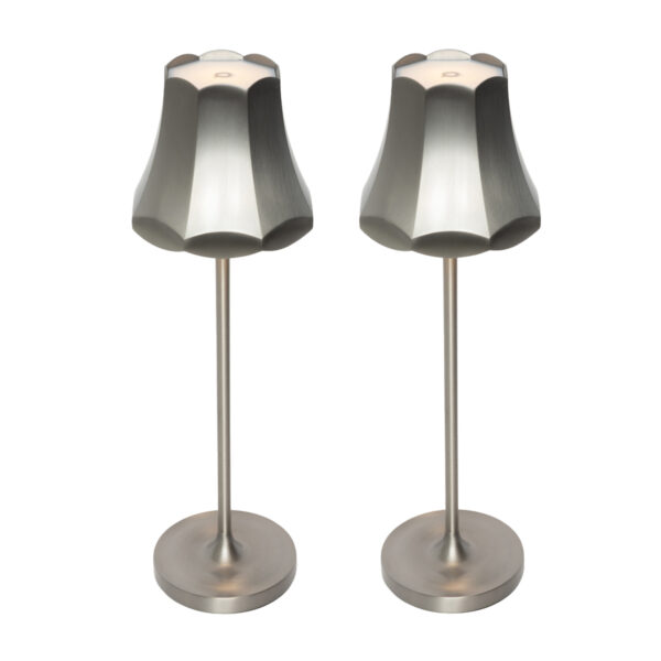 Set of 2 Retro Table Lamps Gunmetal Rechargeable IP44 - Granny