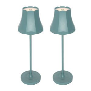 Set of 2 Retro Table Lamps Mineral Blue Rechargeable IP44 – Granny