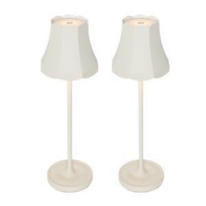 Set of 2 Retro Table Lamps Off-White Rechargeable IP44 – Granny