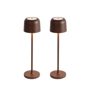 Set of 2 Table Lamps Mushroom Rust Brown Incl. Charging Station – Raika