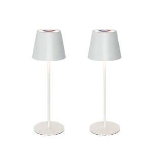 Set of 2 Table Lamps White with Dimmer and Rechargeable RGBW – Murdock