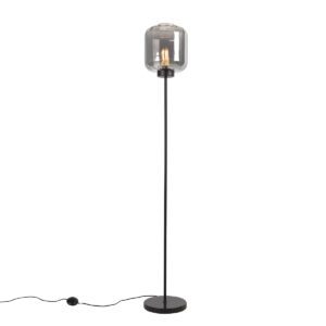 Smart floor lamp black with smoke glass incl. Wifi ST64 – Qara