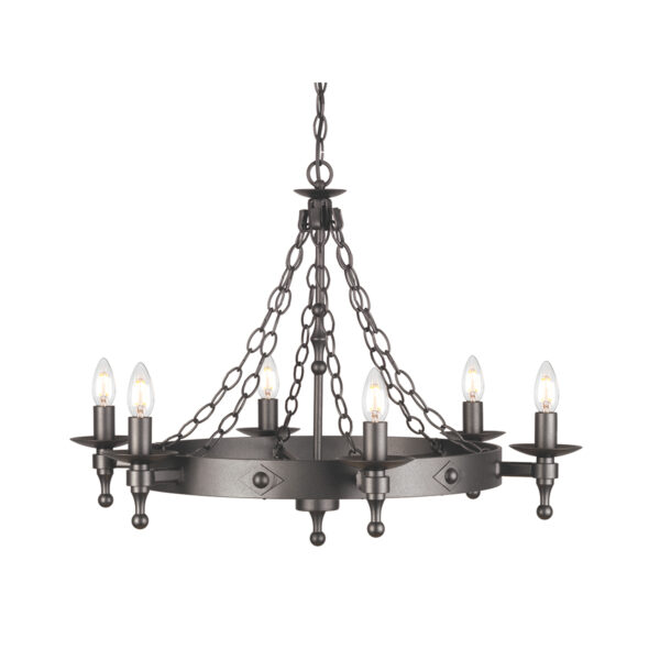 Elstead WR6-GRAPHITE Warwick 6 Light Ceiling Chandelier In Graphite