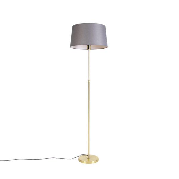 Floor lamp Gold/Brass with 45cm Grey Shade - Parte