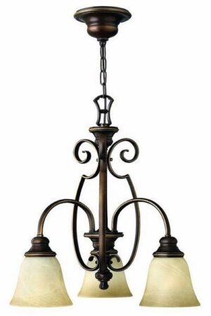 HK/CELLO3 3 Light Antique Bronze Simple Ceiling Chandelier