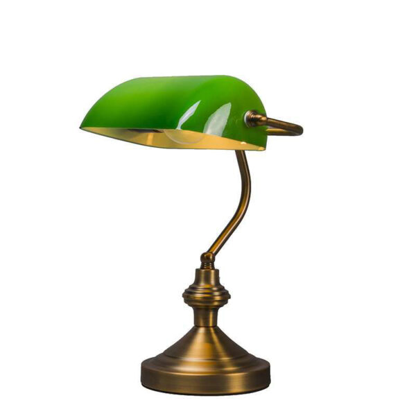 Smart classic table lamp bronze with green glass incl. Wifi A60 - Banker