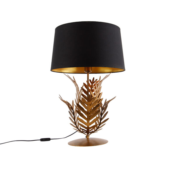 Table lamp gold with black cotton shade 40 cm - Botanica