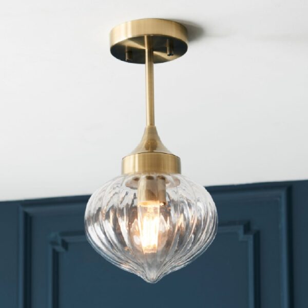 Alamosa Glass Ceiling Pendant Light In Brass