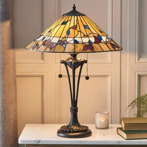 Bauchi Medium Tiffany Glass Table Lamp In Dark Bronze