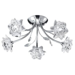 Bellis 5 Lights Clear Glass Semi Flush Ceiling Light In Chrome