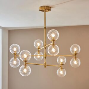 Bemidji 12 Lights Clear Glass Pendant Ceiling Light In Brass