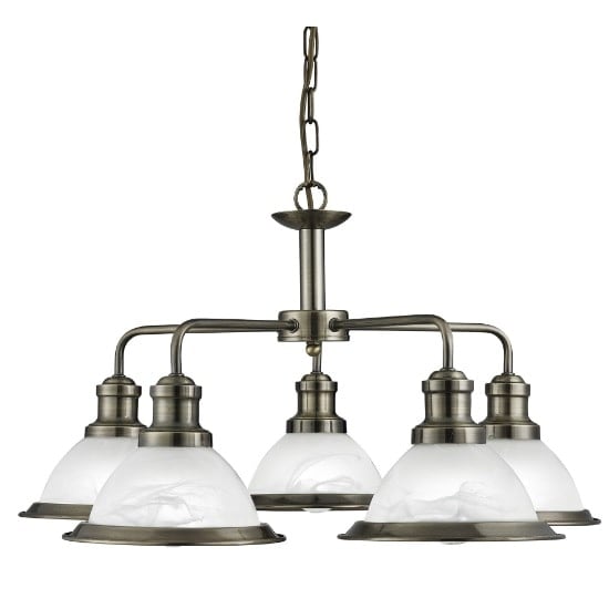 Bistro 5 Light Ceiling Light In Antique Brass