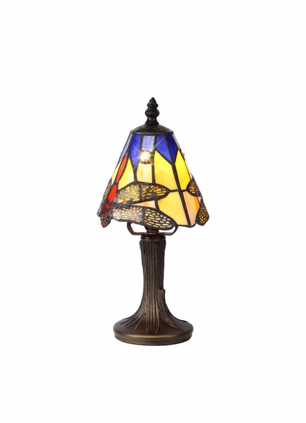 Bokmaal Small 1 Light Tiffany Table Lamp with Dragonfly Motif