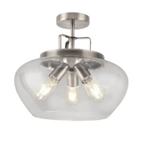 Boule 3 Lights Semi Flush Ceiling Light In Satin Silver