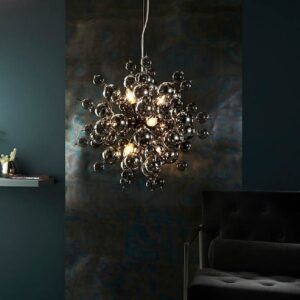 Butte Smoked Glass Pendant Ceiling Light In Chrome