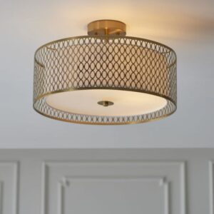 Caneadea Round Flush Ceiling Light In Gold