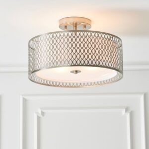 Caneadea Round Flush Ceiling Light In Satin Nickel