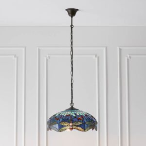 Dearborn 3 Light Glass Small Pendant Ceiling Light In Blue Black