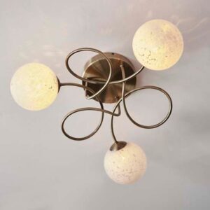 Dieppe 3 Lights Semi Flush Ceiling Light In Antique Brass