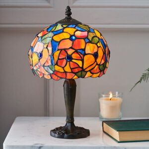 Josette Small Tiffany Glass Table Lamp In Dark Bronze