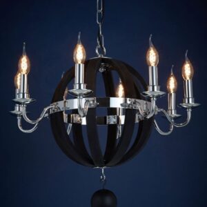 Kensick 8 Bulbs Round Design Chandelier Ceiling Light In Black