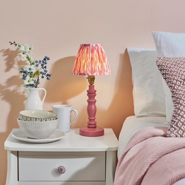 Laredo Coral Pink 16cm Shade Wood Table Lamp In Pink Clay