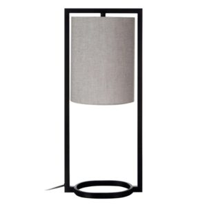 Lena Natural Fabric Shade Table Lamp With Black Metal Frame